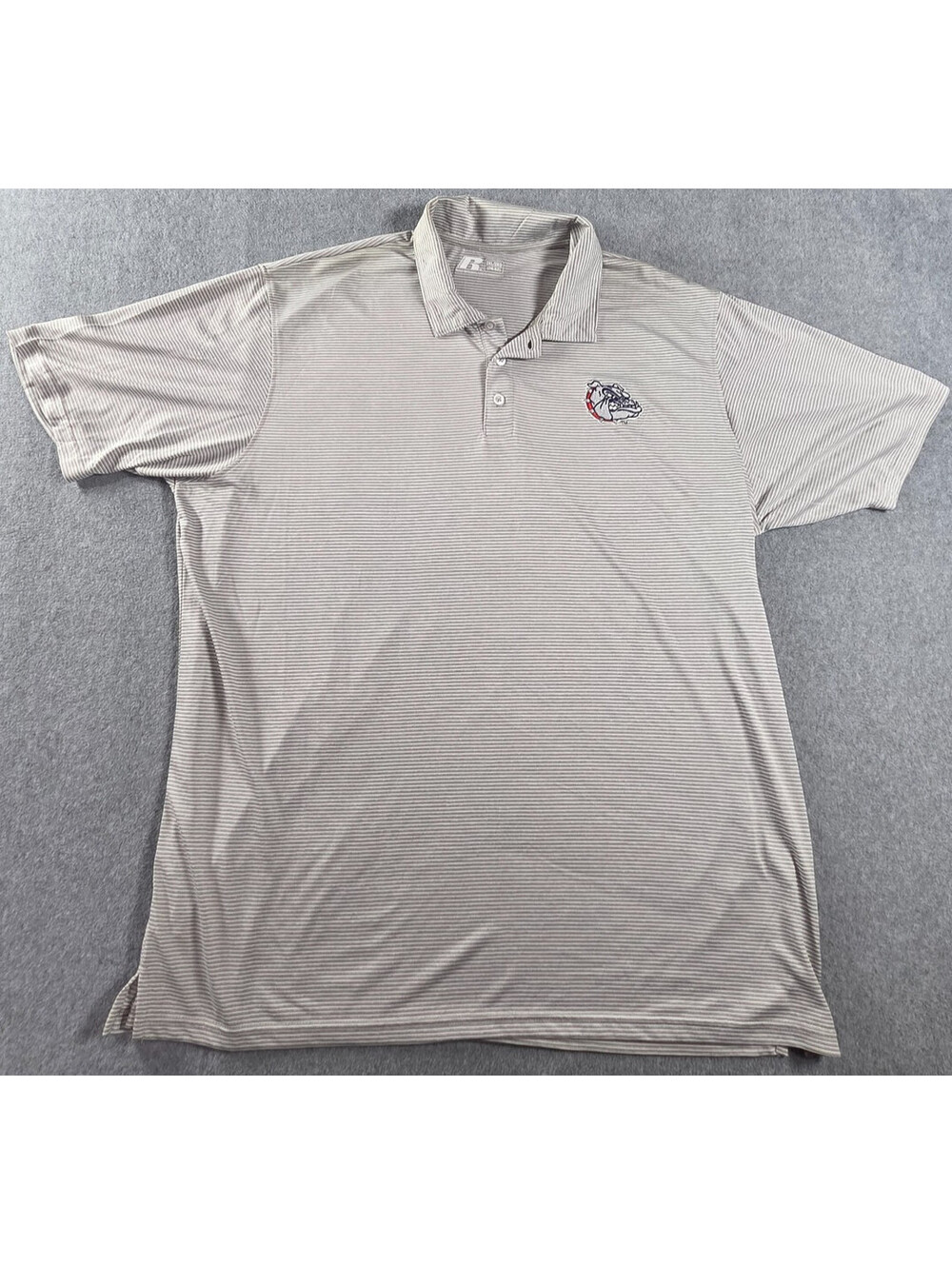 Gonzaga Bulldogs Russell Athletic Golf Polo Shirt Men’s 2XL Gray Stripe NCAA